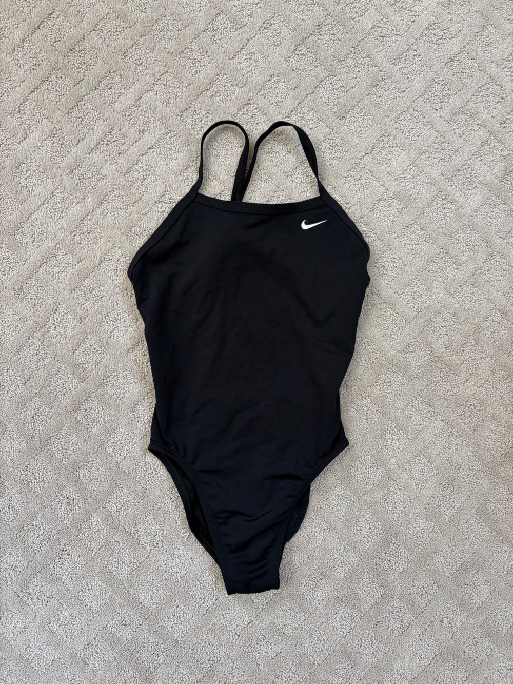 Nike Black Women's Athletic Bodysuit with White Swoosh